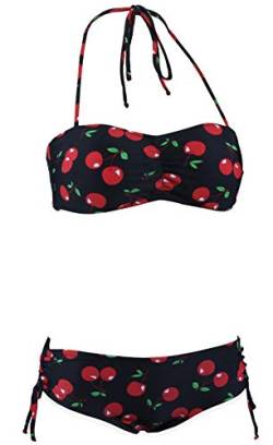 Aloha-Beachwear Damen Bikini A4016 Schwarz/Kirschen Gr. 44 von Aloha-Beachwear