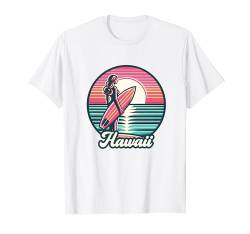 Hawaii Surfer Surfen Surfen Mädchen Frauen Hawaii Strand Sonnenuntergang T-Shirt von Aloha Surfer Girl Hawaii Vintage Hawaiian Surf Tee