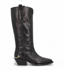 Alpe für Damen. 524917 Lederstiefel mit schwarzem Metallic-Detail (37), 1 bis 3 cm, 5 bis 8 cm, Keine, Lässig von Alpe