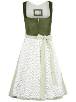 Alpenfee Dirndl Fanni 2 grün moos | Cord-Dirndl mit Blümchen-Schürze | Special Edition Gr 50 von Alpenfee