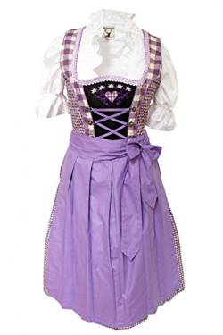 Alpenmärchen, 3tlg. Dirndl-Set - Trachtenkleid, Bluse, Schürze, Gr.34, lila, ALM728 von Alpenmärchen