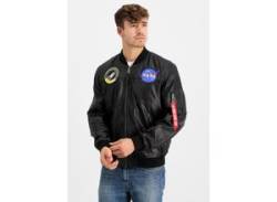 Bomberjacke ALPHA INDUSTRIES "Alpha Industries Men - Bomber Jackets MA-1 LW NASA Leather" Gr. M, schwarz (black) Herren Jacken von Alpha Industries