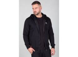 Kapuzensweatjacke ALPHA INDUSTRIES "Basic Zip Hoody SL" Gr. M, schwarz, Herren, angeraute Sweatware, Obermaterial: 80% Baumwolle, 20% Polyester, bedruckt, Sweatjacken von Alpha Industries