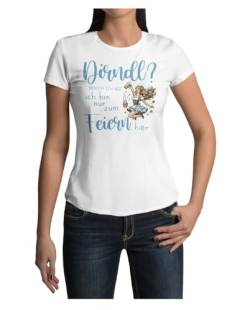 Alsino Damen Dirndl brauch ich ned T-Shirt Lustiges Ersatz-Shirt Oktoberfest Trachten Shirt Damen-Shirt - 100% Baumwolle, Farbe wählen:weiß, Größe wählen:M von Alsino