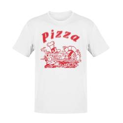 Alsino Pizza Shirt T-Shirt Pizzabäcker Logo Schachtel Pizza-Shirt - weiß, 100% Baumwolle - Rundhals, Farbe wählen:weiß, Größe wählen:XL von Alsino