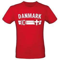 Fußball WM EM T-Shirt Fan Artikel Weltmeisterschaft Nationalmannschaft Europameisterschaft Fanartikel Fan-Trikot Herren Damen Fan Shirt, XL, Dänemark von Alsino