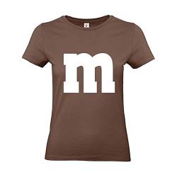 MM Shirt T-Shirt 100% Baumwolle M&M Damen Kostüm Verkleidung M und M Gruppen TShirt - Karneval Fasching Jga Festival, braun, L von Alsino