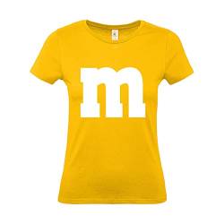 Alsino MM Shirt T-Shirt 100% Baumwolle M und M Damen Kostüm Verkleidung M und M Gruppen TShirt - Karneval Fasching Jga Festival, gelb, M von Alsino