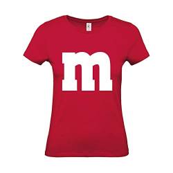 MM Shirt T-Shirt 100% Baumwolle M&M Damen Kostüm Verkleidung M und M Gruppen TShirt - Karneval Fasching Jga Festival, rot, L von Alsino