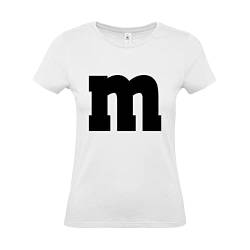 MM Shirt T-Shirt 100% Baumwolle M&M Damen Kostüm Verkleidung M und M Gruppen Tshirt - Karneval Fasching JGA Festival, weiß, M von Alsino