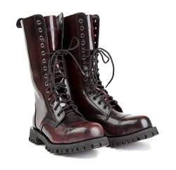 Altercore 552 Kampfstiefel Rot Burgund Abreiben Leder Unisex Damen Herren 14 Ösen Mittleres Kalb Militär Heer Punk Stahlkappe Ranger von Altercore