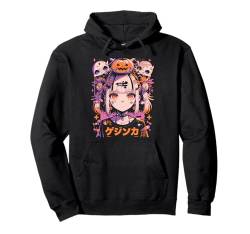 Halloween Kürbis Pastell Anime Girl Waifu Fledermäuse Gruseliges Kawaii Pullover Hoodie von Alternative Halloween Manga Japan Anime Woman co.