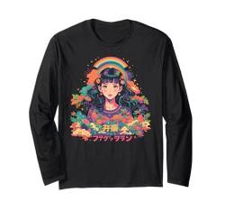 Anime Girl Waifu Cute Alt Aesthetic mit Obst, Erdbeer-Pastellfarben Langarmshirt von Alternative Sweet Manga Japan Anime Woman