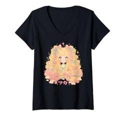 Damen Anime Girl Waifu Cute Alt Aesthetic mit Obst, Erdbeer-Pastellfarben T-Shirt mit V-Ausschnitt von Alternative Sweet Manga Japan Anime Woman