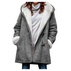 Alueeu Damen Jacke Übergangsjacke Herbst Winter Elegant Übergang Sale Lang XXL Schwarz Größe 48 Wintermantel Outdoorjacke Übergangsjacke Jacke Herbstjacke Winterjacke Fleecemantel Fleecejacke Nue von Alueeu