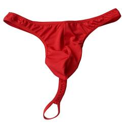 Alvivi Herren Strings Bikini Briefs Low-Rise G-String Minislips Sexy Gay Tanga Thong T-Back Dessous Unterwäsche Rot Einheitsgröße von Alvivi