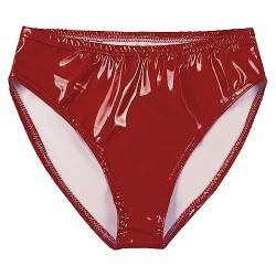 Alvivi Herren Wetlook Slips Bikini Briefs Lackleder Tanga Panties Hotpants Schlüpfer Dessous Unterwäsche Rot XL von Alvivi