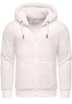 Amaci&Sons Herren Teddy Sweatjacke Plüsch Hoodie Pullover Zipper Jacke 4076 Weiß L von Amaci&Sons