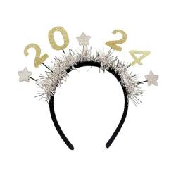 Amagogo 2024 Neujahrs-Stirnband, Kopfschmuck, Geschenk, Stern-Stirnband, Kopfbedeckung, Haarreifen für Bühnenaufführung, Halloween, Abschlussball, Party, Silber von Amagogo