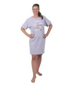 Amantes Textiles Nachthemd Damen Kurzarm, Schlafshirt Kurz Sleepshirt Knopfleiste Nachtwäsche 95% Baumwolle von Amantes Textiles