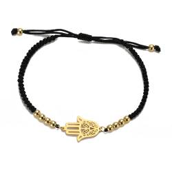 Amaxer Boho Hamsa Hand der Fatima gewebtes Seil-Armband für Frauen, ausgehöhlt, verstellbare Perlen, Hamsa-Charm-Seil-Armband von Amaxer