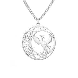 Amaxer Sonne und Mond Halskette Keltischer Halbmond Anhänger Schmuck Box Kette Anhänger Halskette für Männer (Silber) von Amaxer