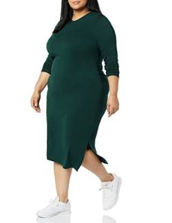Amazon Aware Damen Jersey-Kleid mit Rüschen (in Übergröße erhältlich), Dunkelgrün, S von Amazon Aware