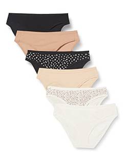Amazon Essentials Damen Bikinihose aus Baumwolle (in Übergröße erhältlich), 6er-Pack, Floral/Mehrfarbig, 38 von Amazon Essentials