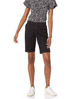 Amazon Essentials Damen Khakifarbene Bermudashorts mit mittelhohem Bund, schmaler Passform und 25 cm Schrittlänge, Schwarz, 42 von Amazon Essentials