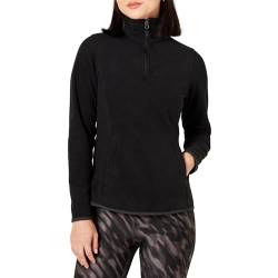 Amazon Essentials Damen Langärmelige Pulloverjacke aus Polarfleece mit Viertelreißverschluss, Klassischer Schnitt - Auslauffarben, Schwarz, XL von Amazon Essentials