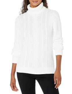 Amazon Essentials Damen Leichter Rollkragenpullover Mit Zopfmuster (Erhältlich In Übergröße), Weiß, XL von Amazon Essentials