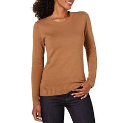 Amazon Essentials Damen Pullover Mit Rundhalsausschnitt Aus 100 % Baumwolle (Erhältlich In Übergröße), Kamelbraun Meliert, XS von Amazon Essentials