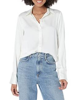 Amazon Essentials Damen Satin-Bluse mit Knopfleiste in klassischer Passform (in Übergröße erhältlich), Eierschalenweiß, XL von Amazon Essentials