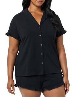 Amazon Essentials Damen Schlafanzug-Set aus Baumwoll-Modal mit Paspelierung (in Übergröße erhältlich), Schwarz, XL von Amazon Essentials