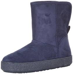 Amazon Essentials Damen Shearling-Mule-Stiefel, Marineblau Mikro Wildleder, 39 EU Weit von Amazon Essentials