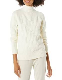 Amazon Essentials Damen Soft-Touch-Pullover mit Trichterkragen und Zopfmuster, Elfenbein, XS von Amazon Essentials