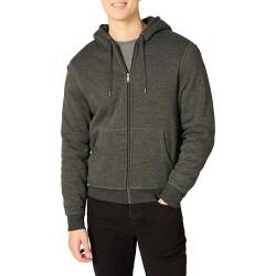 Amazon Essentials Herren Hoodie mit Sherpa-Futter und durchgehendem Reißverschluss, Kohlegrau Meliert, XXL von Amazon Essentials