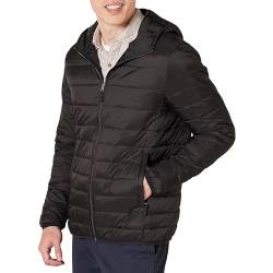 Amazon Essentials Herren Leichte, Wasserabweisende, verstaubare Kapuzenjacke, Schwarz, XXL von Amazon Essentials