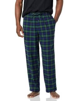 Amazon Essentials Herren Pyjamahose aus Flanell (erhältlich in Big & Tall), Grün Königsblau Tartan Plaid, XL von Amazon Essentials