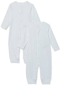 Amazon Essentials Unisex Baby Fußloser Overall aus Bio-Baumwolle (zuvor Amazon Aware), 2er-Pack, Elfenbein, Frühchen von Amazon Essentials