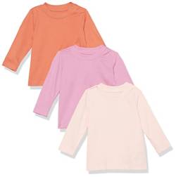 Amazon Essentials Unisex Baby Langärmliges T-Shirt aus Bio-Baumwolle (zuvor Amazon Aware), 3er-Pack, Rosa, 0 Monate von Amazon Essentials