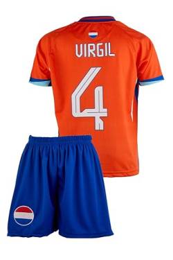 Amdrabola Holland Kinder Trikot van Dijk für Kinder, 2024 Football Trainings Kinder Trikot, Fußball-Trainingstrikots für Jungen Netherlands, Komm mit Shorts (140,Orange,6-7 Jahre) von Amdrabola