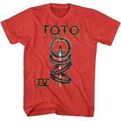 Toto Music IV Album-Cover Herren Kurzarm T-Shirt 80er Jahre Classic Rock Vintage Style Graphic Tees, Rot meliert, Mittel von American Classics