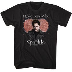 Twilight T-Shirt I Love Boys Who Sparkle Erwachsene Kurzarm T-Shirts Twilight Filme Grafik Tees, Schwarz, Klein von American Classics