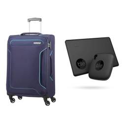 American Tourister Holiday Heat - Spinner Suitcase, 67 cm, 66 L, Blue (Navy) & Tile Bluetooth Item Finder Set von American Tourister