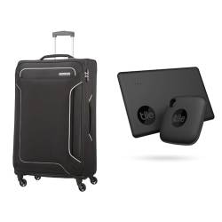 American Tourister Holiday Heat - Spinner Suitcase, 79.5 cm, 108 L, Black (Black) & Tile Bluetooth Item Finder Set von American Tourister