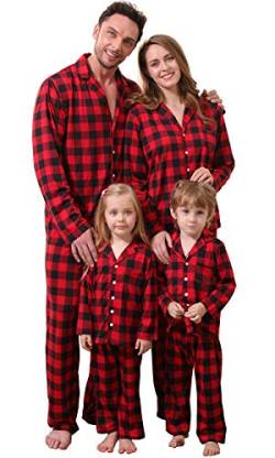 Amissz Christmas Pyjamas, Family Outfit Pyjamas, Long T-Shirt + Trousers, Christmas Pyjamas, Printed Sleepwear, Two Piece Rot für Baby, 6-12 Monate von Amissz