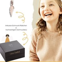 Kette mit Anhänger Schutzengel Kette Silber 925 Mädchen, Engel-Anhänger Halskette, Silberkette hochwertig Gold oder Rosegold vergoldet, Kinder-Schmuck Geschenk für Mädchen zur Erst-Kommunion Konfirmation Firmung Geburt Taufe Einschulung Schulanfang Tauf-Geschenk Kommunionsgeschenk, Goldkette Kinderkette Taufkette (individuell anpassbare Halskettenlänge) von Amoonic