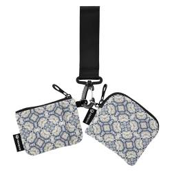 Dunkelblaue böhmische Blumen-Kartenetuis für Damen, Kleingeldhalter, klein, tragbar, Reißverschluss, Handgelenktasche mit Reißverschlusstasche für Arbeit, Reisen, 2 Stück, Dunkelblaues böhmisches von Amooorous