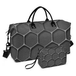 Schwarze Premium Lines Reisetasche Weekender Übernachtungstasche Gym Duffel Bag mit Kulturbeutel für Sport faltbar, Schwarze Premium-Linien, 1 size von Amooorous